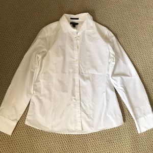 Lands’ End “No Iron Supima”!White Oxford Women Sz8
